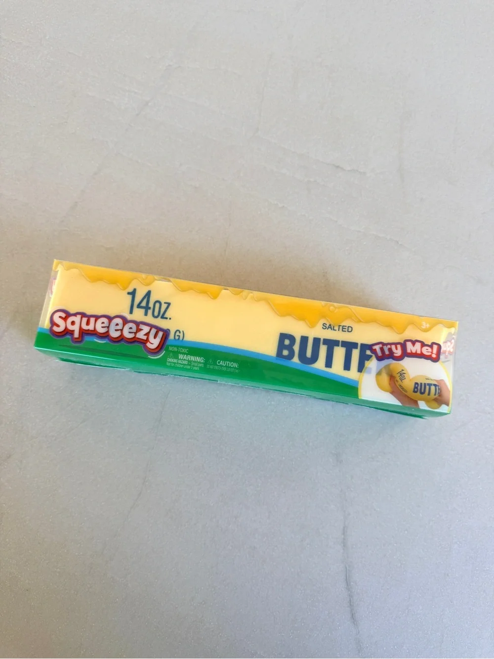 NWT Sunny Days Squeezy Salted Butter Stick Squishy Stress Toy